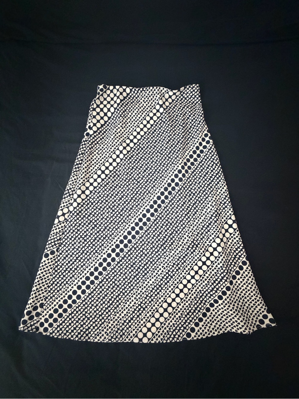 LOFT Black and White Diagonal Dot-Stripe A-Line Skirt